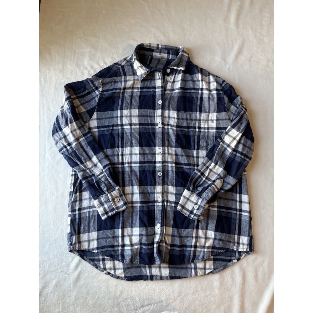 Old Navy The Classic Shirt Plaid Soft Flannel Women's Shirt Size XS Blue‎ White
